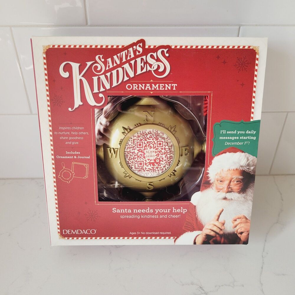 Christmas Ornament Santas Kindness Interactive QR Code Plus Journal Demdaco NEW